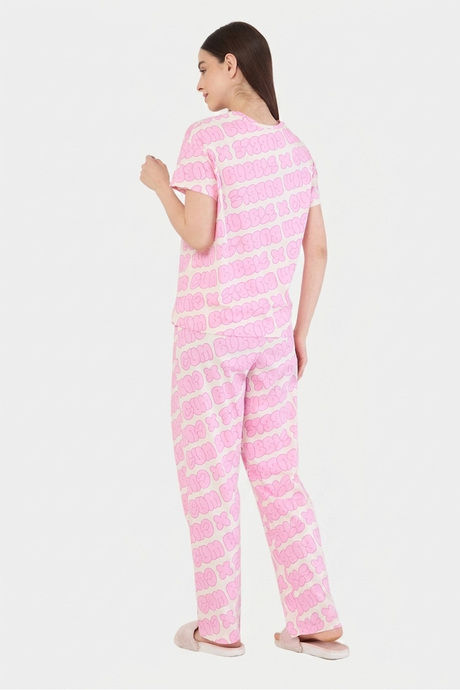 Sweet Dreams Typographic Printed Pyjama Set - Swan White — image 2